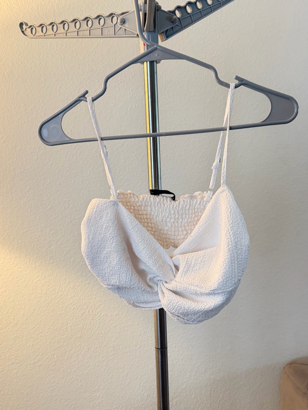White Knot Front Textured Cami Top - Women